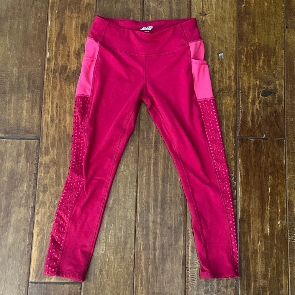 Avia Pants Women's Size Medium 7-8 Pink Stretch Leggings Athletic Fit